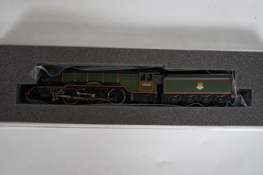 Two boxed Graham Farish N gauge railway BR Class A3 locomotives; Flying Scotsman 60103 (372-378) and Merry Hampton (60066). Condition - good.